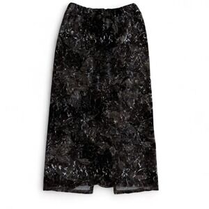 Black velvet midi skirt
